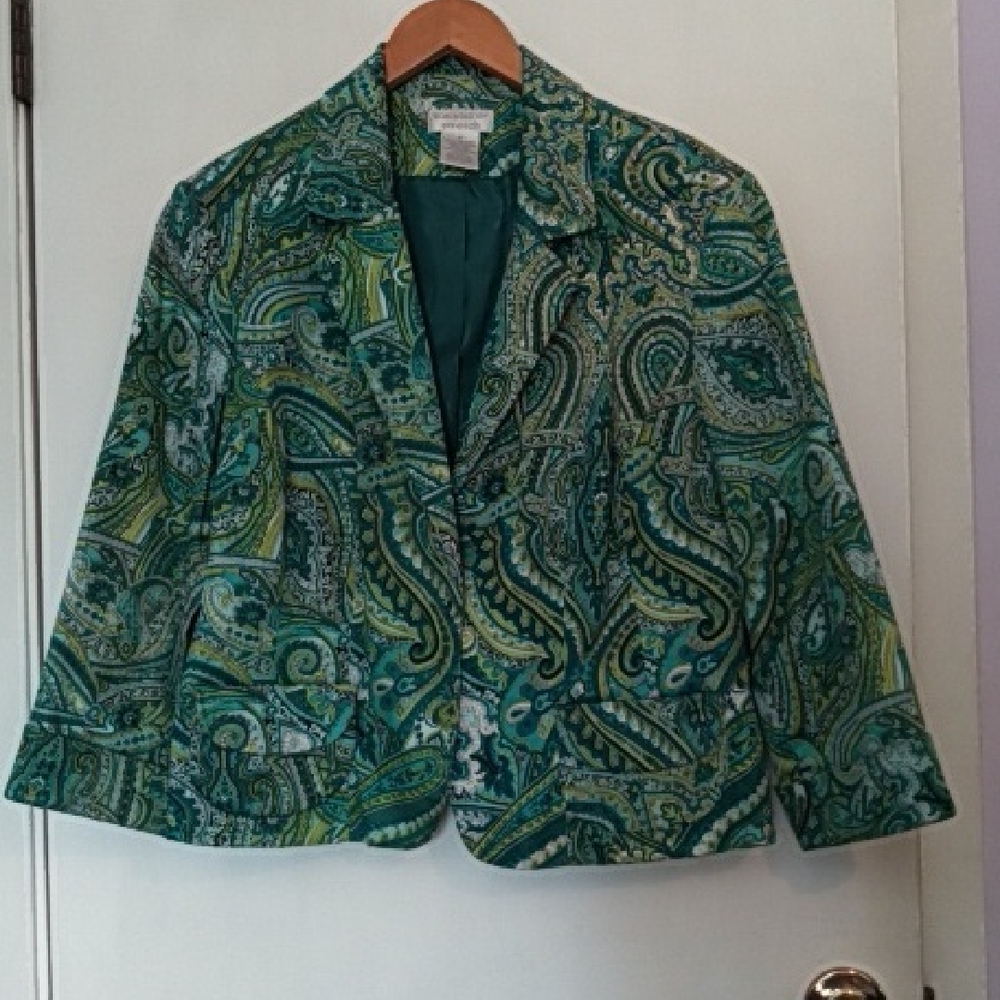 Worthington Green Paisley Blazer, Size Woman's 16